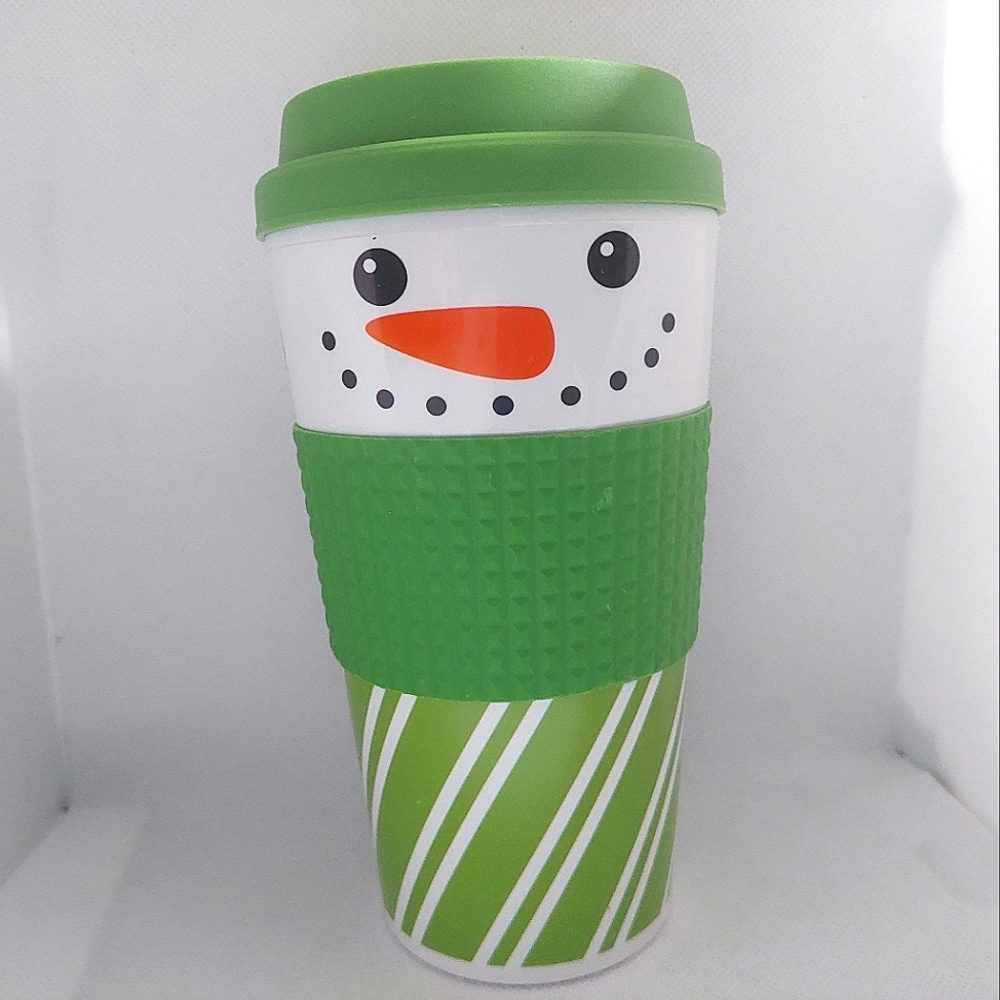 FREE ADD-ON WITH PURCHASE Festive Snowman Travel Mug with Green Lid
